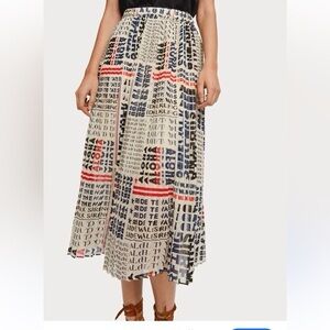 Scotch & Soda "Les Tropiques" Aloha Text Pleated Chiffon Midi Skirt